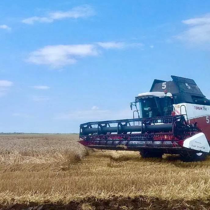 Уборка озимой пшеницы в Калининском районе